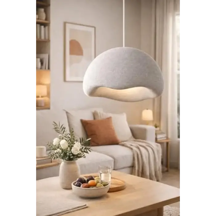 Limon 3D Desing Modern Beton Görünümlü Sarkıt Avize | Minimal Dalga Form | E27 Ampul Dahil btn-005211