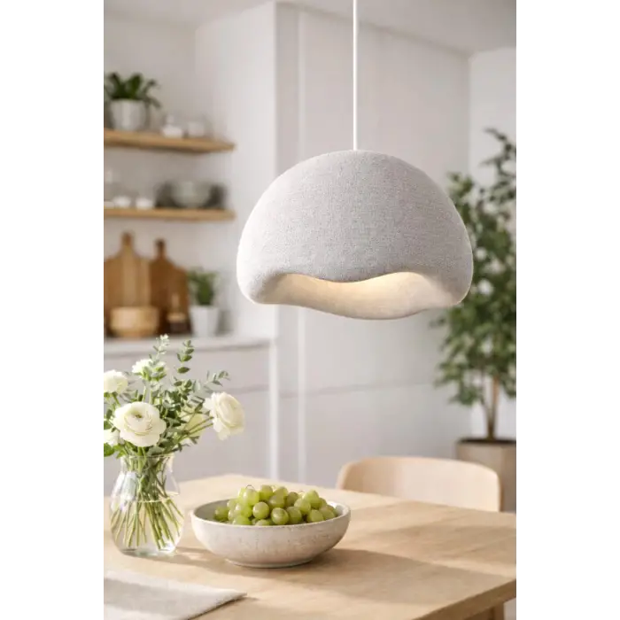 Limon 3D Desing Modern Beton Görünümlü Sarkıt Avize | Minimal Dalga Form | E27 Ampul Dahil btn-005211