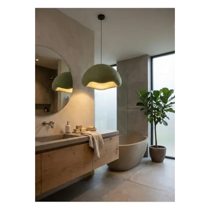 Limon 3D Desing Modern Beton Görünümlü Sarkıt Avize | Minimal Dalga Form | E27 Ampul Dahil btn-005213