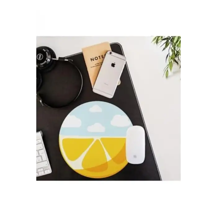 Limon Desenli Yuvarlak Mousepad, 20 x 20 cm