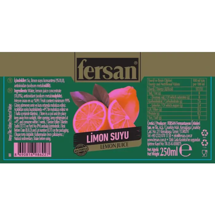 Limon Suyu 250 ml