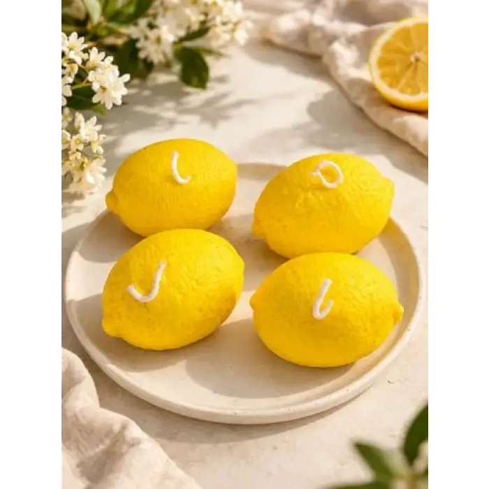Limon temalı mum seti, 4lü, hediye kutusunda