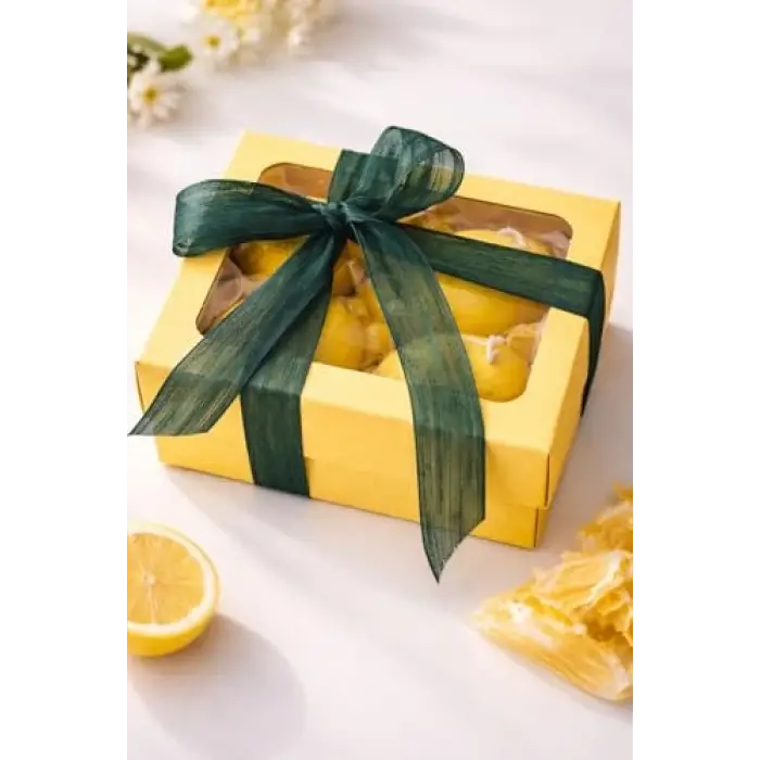 Limon temalı mum seti, 4lü, hediye kutusunda