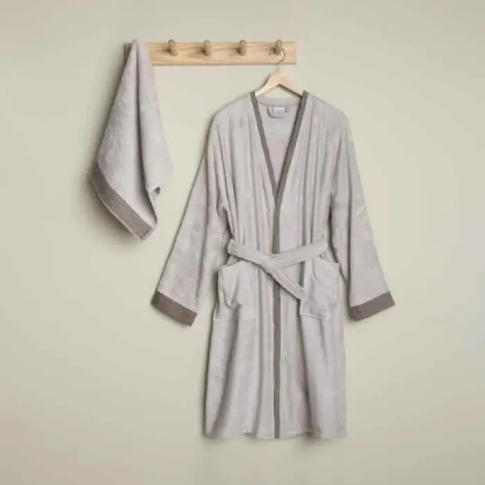 Linens Tesso Bambu S/M Bornoz Seti Stone