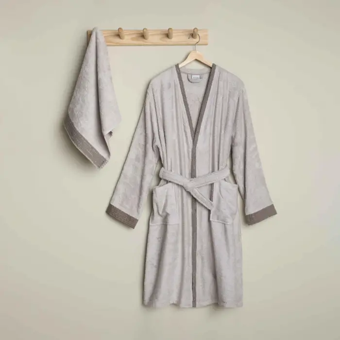 Linens Tesso Bambu S/M Bornoz Seti Stone