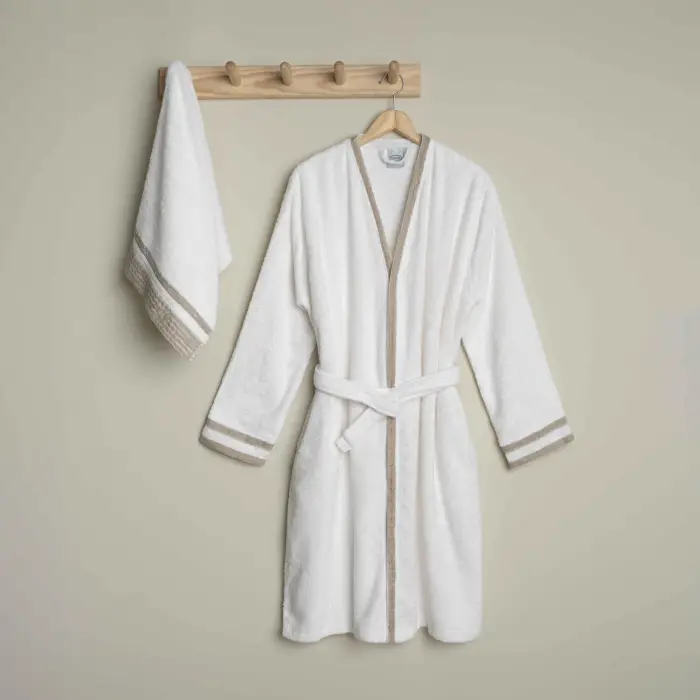Linens Vesso Bambu S/M Bornoz Seti Ekru