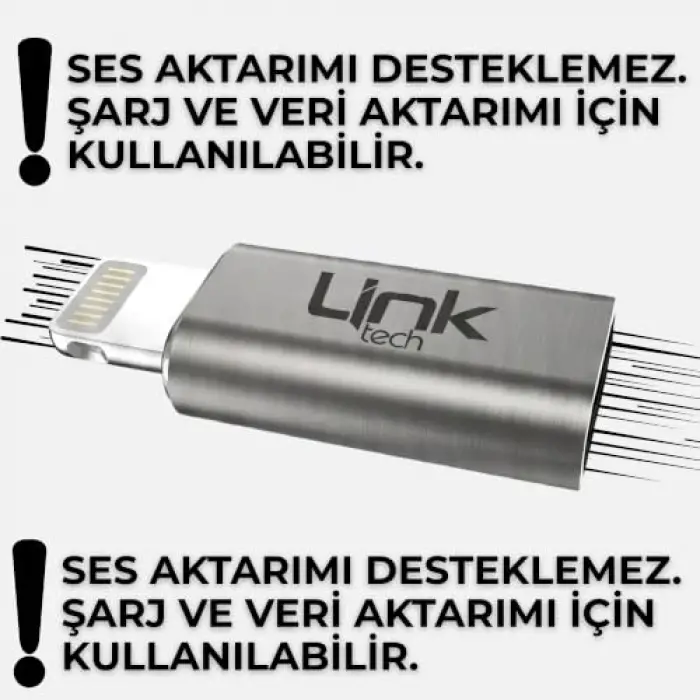 LinkTech Type-C to Lightning Dönüştürücü Adaptör, USB 3.1 Hızlı Şarj (3A) ve 5 Gbps Veri Aktarımı, iPhone ve iPad Uyumlu Kompakt Şarj Çevirici (Gri)