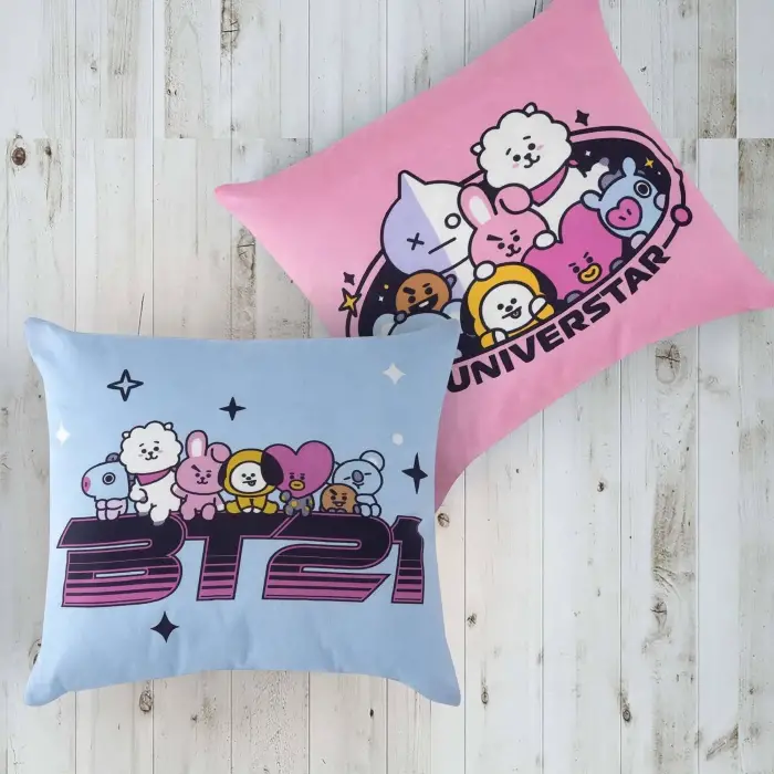 Lisanslı Pamuk Bt21 Kırlent Çok Renkli Tekli
