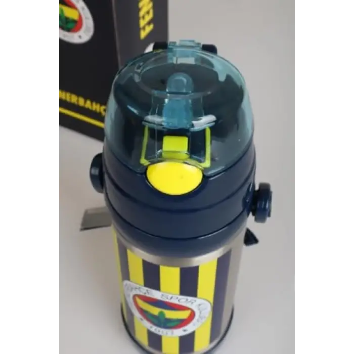 Lisanslı Sarı Lacivert Çelik Matara, 500 mL, Cep Defteri Hediyeli