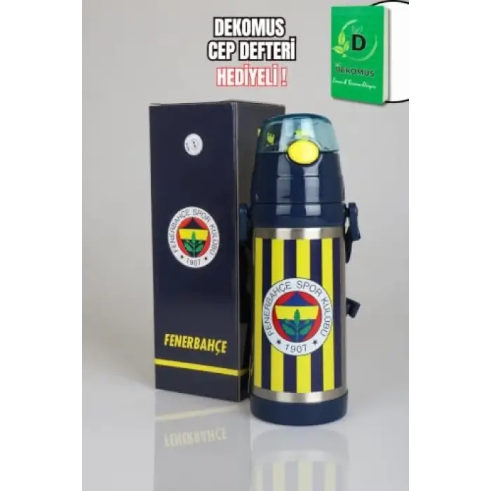 Lisanslı Sarı Lacivert Çelik Matara, 500 mL, Cep Defteri Hediyeli