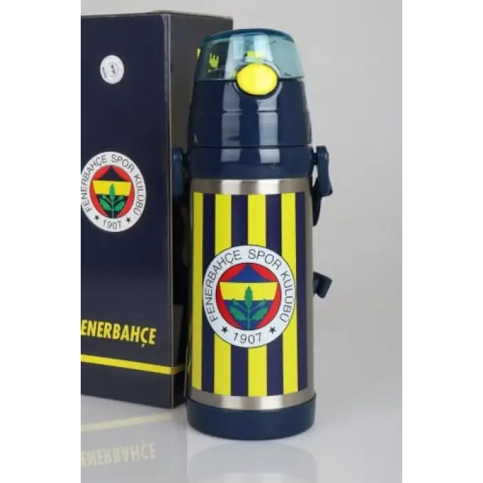 Lisanslı Sarı Lacivert Çelik Matara, 500 mL, Cep Defteri Hediyeli