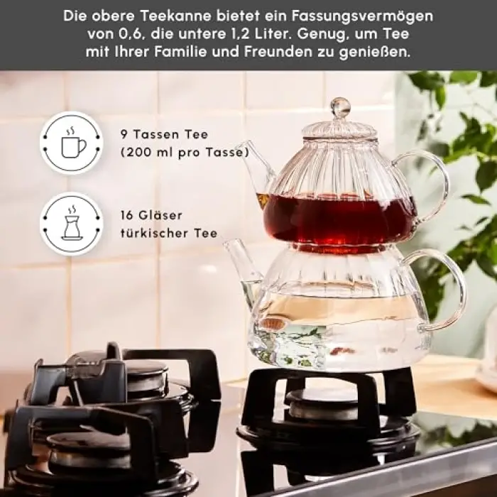 Lori Borosilikat Cam Çaydanlık