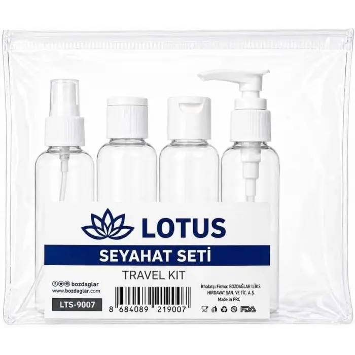Lotus Şeffaf Seyahat Seti, 4 parça