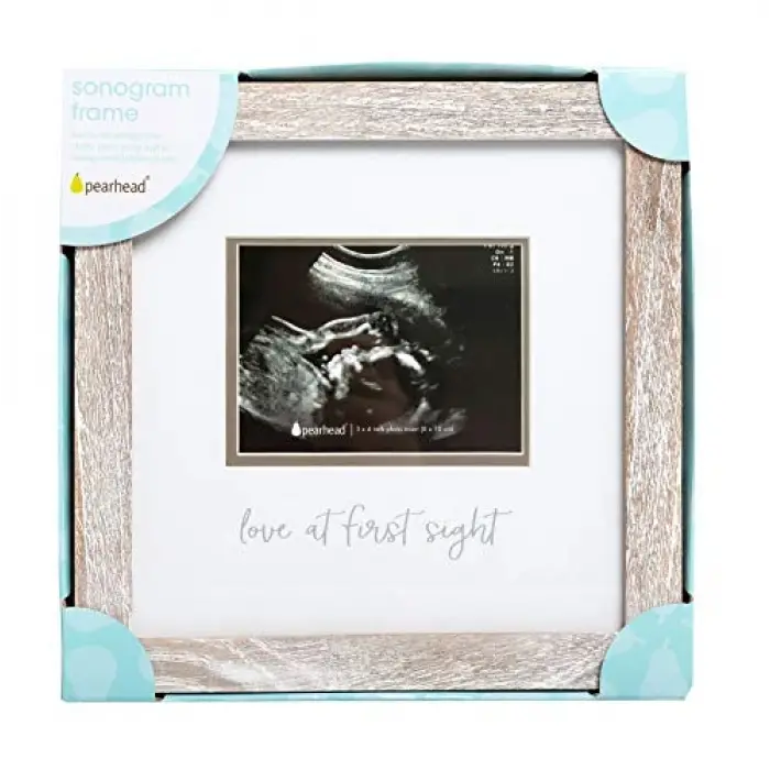 Love at First Sight Rustic Sonogram Photo Frame, Baby Keepsake Picture Frame, Gender-Neutral Nursery Deco