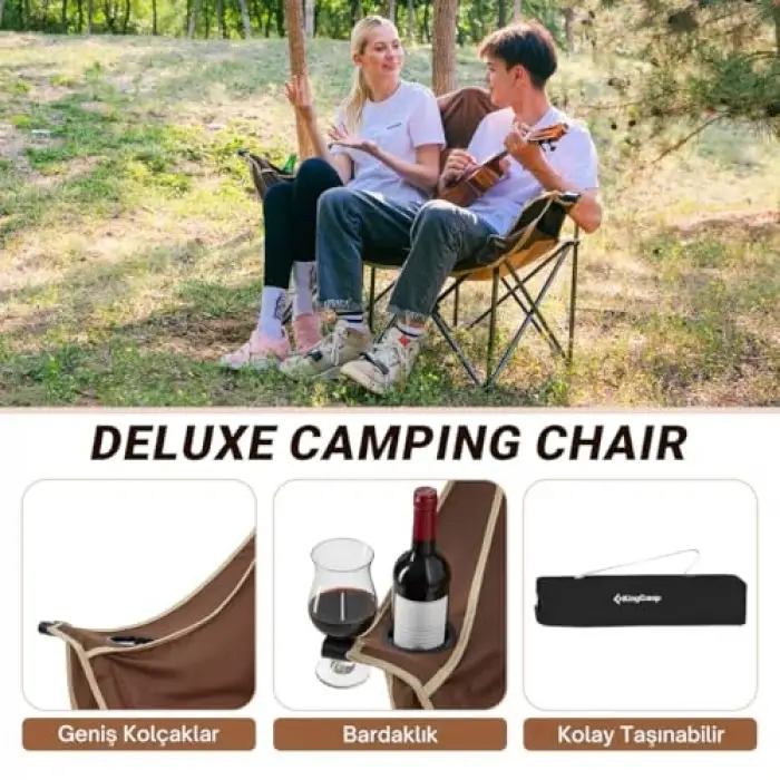 Loveseat Double Çift Kişilik Katlanır Kamp Sandalyesi, Coffee