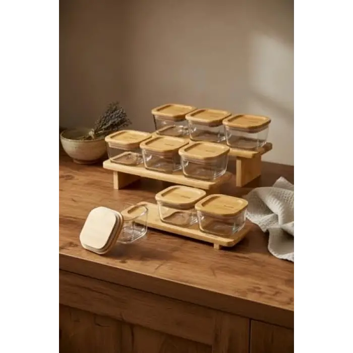 Lunaya Bambu Standlı Kahvaltılık Seti, 9lu
