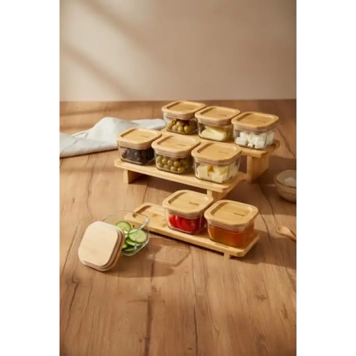 Lunaya Bambu Standlı Kahvaltılık Seti, 9lu
