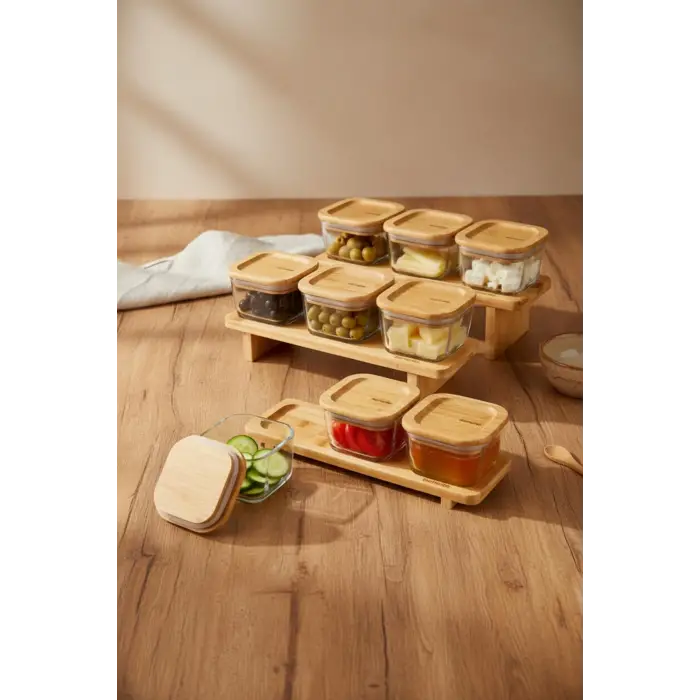 Lunaya Bambu Standlı Kahvaltılık Seti, 9lu
