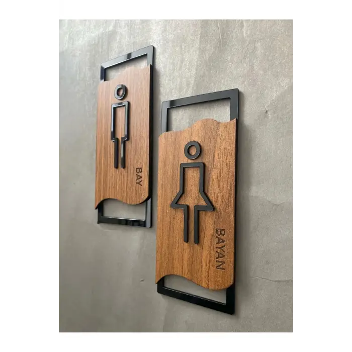 Lüx Kabartmalı Mdf Bay & Bayan Kendinden Yapışkanlı Wc Yönlendirme Seti