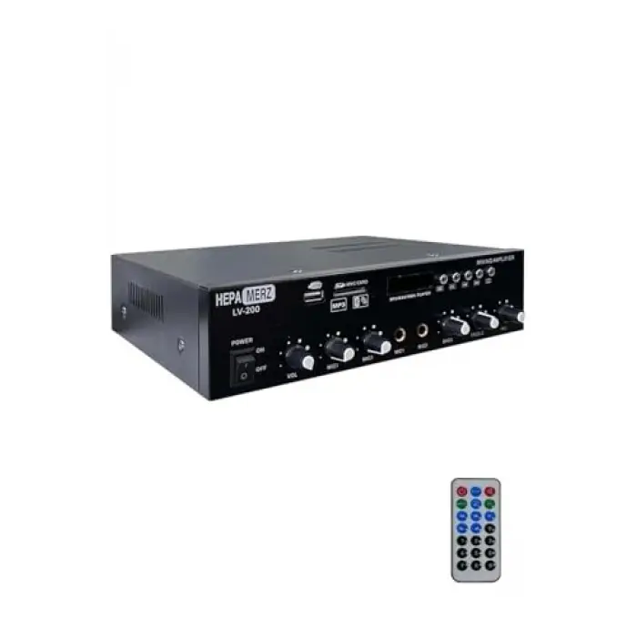 LV-200 100V trafolu ve 4-16 Ohm mixer amfi, 200W, Bluetooth USB