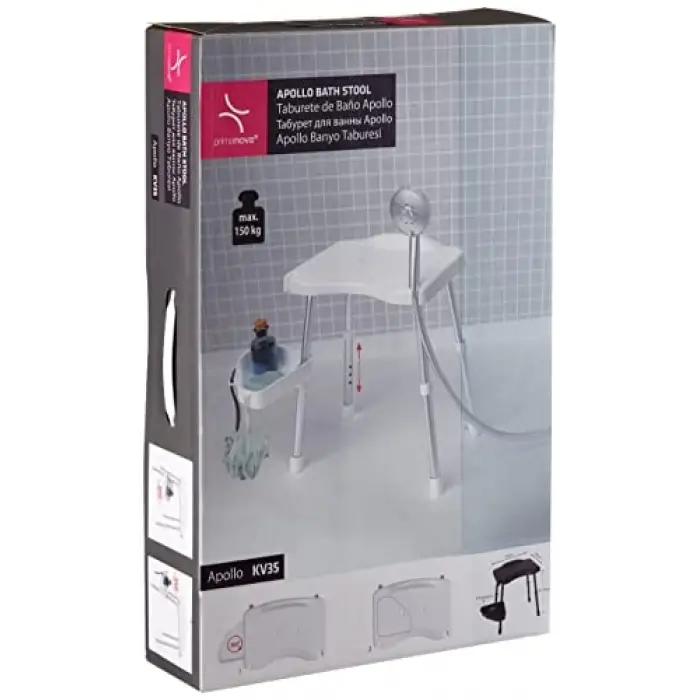 M-KV35-01 Apollo Duşlu Banyo Taburesi, Beyaz