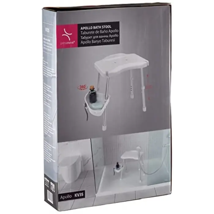 M-KV35-01 Apollo Duşlu Banyo Taburesi, Beyaz