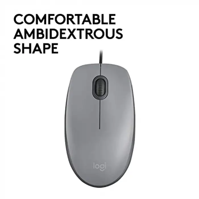 M110 USB Kablolu Sessiz Mouse, Dizüstü Bilgisayar, Notebook, PC ve Mac için Quiet Click teknolojili, USB-A Bağlantılı, Sağ ve Sol Elle Kullanıma Uygun, Gri