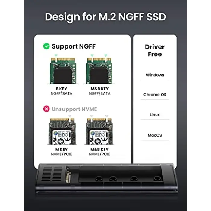 M.2 Sata NGFF SSD USB 3.1 5 Gbps Type-C Gen1 B-Key M+B Key Disk Kutusu - Uzay Grisi