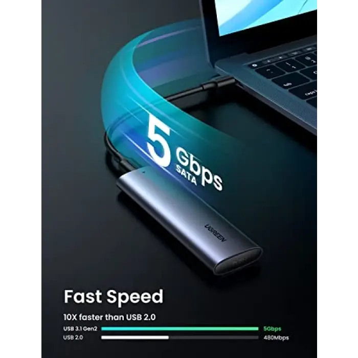 M.2 Sata NGFF SSD USB 3.1 5 Gbps Type-C Gen1 B-Key M+B Key Disk Kutusu - Uzay Grisi