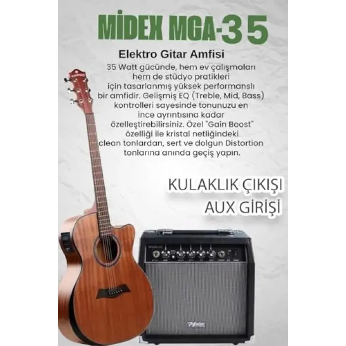 M450-EQ-Amp masif ağaç amfili elektro akustik gitar seti, üst segment