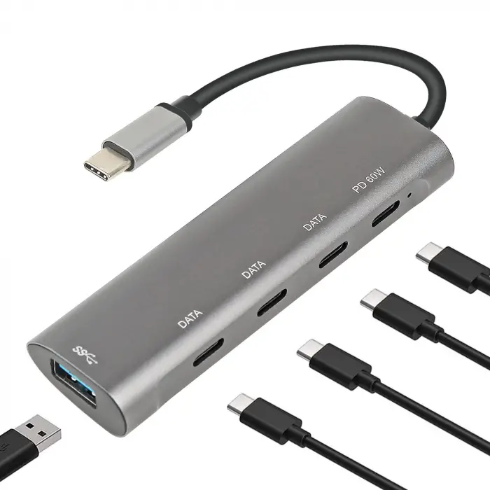 MacBook Şarj Uyumlu Type-C Destekli 60W Pd 5 in 1 Hub, USB Type-C Girişli C268