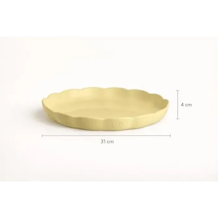 Madeleine Yivli Tart Tabağı, 30 cm, Vanilya