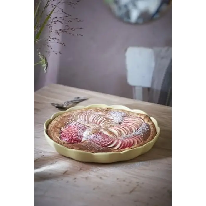 Madeleine Yivli Tart Tabağı, 30 cm, Vanilya