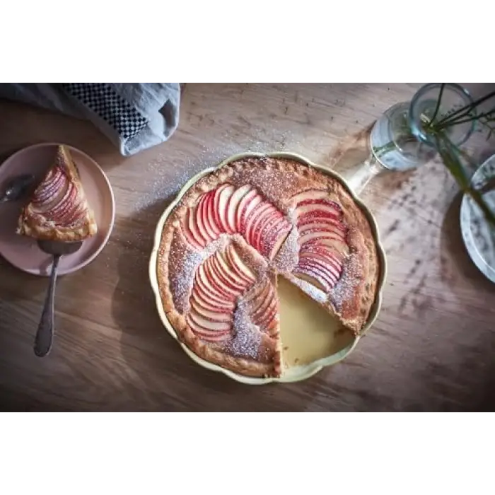 Madeleine Yivli Tart Tabağı, 30 cm, Vanilya
