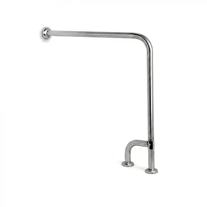 Mafsallı Basic Engelli Tutunma Barı 75x75 cm Paslanmaz Çelik Zemin Destekli Banyo Barı