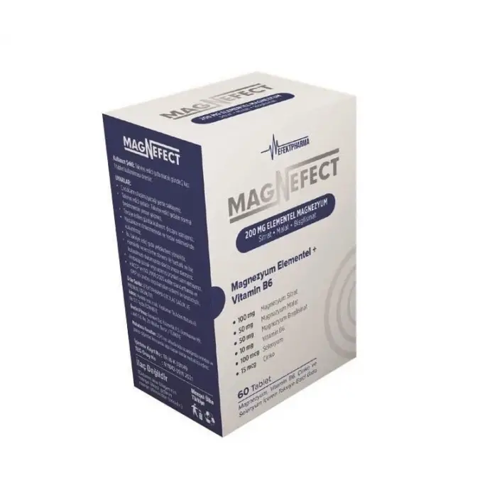 Magnefect 200 mg Elemental Magnezyum 60 Tablet