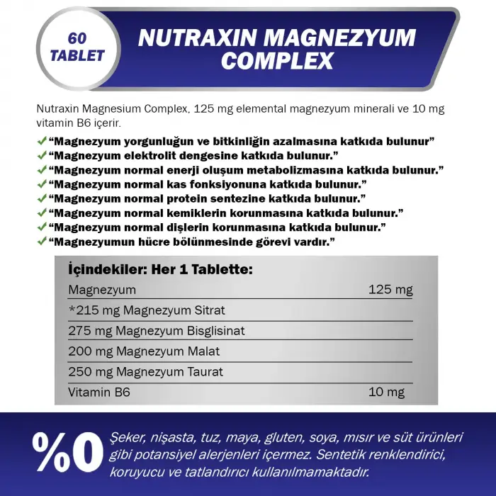 Magnesium Complex Gıda Takviyesi, 60 Tablet