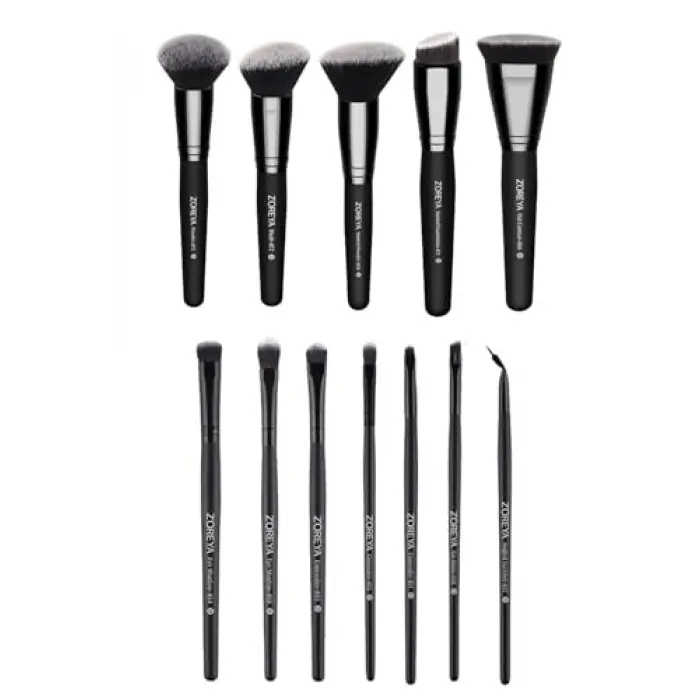 Makyaj Fırça Seti, Kabuki Professional 12 Parça, Siyah