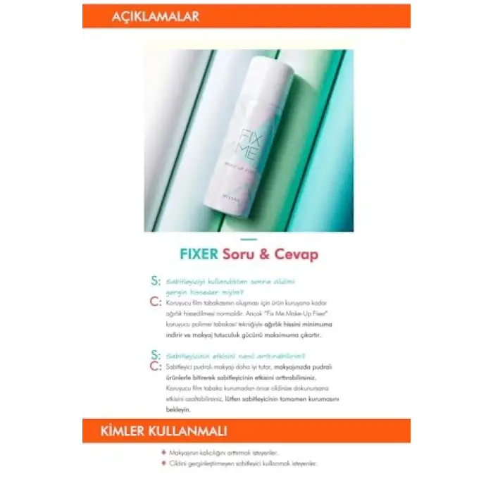 Makyaj Sabitleme Spreyi 50 ml Fix Me Make-Up Fixer