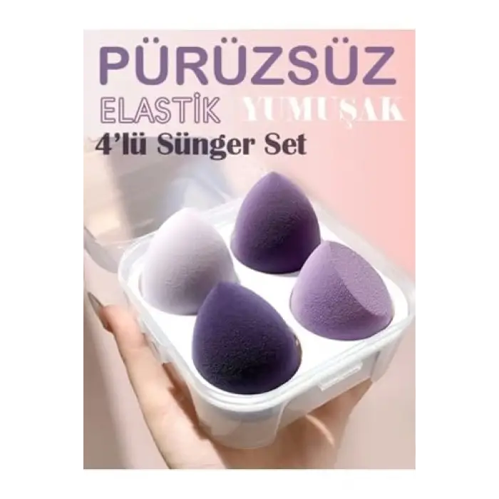 Makyaj Süngeri Kutulu Set 4lü