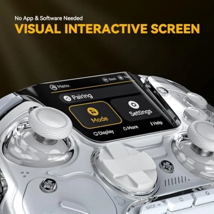 ManbaOne Interactive Screen Wireless Gaming Controller for PC/Switch/Switch 2/iOS/Android,Hall Effect Stick & Trigger,RGB Lighting,Remappable Buttons,1800mAh with Charging Dock (White) | PC/Switch1...