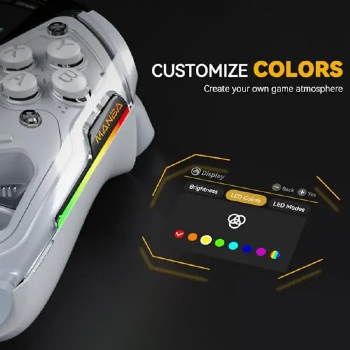 ManbaOne Interactive Screen Wireless Gaming Controller for PC/Switch/Switch 2/iOS/Android,Hall Effect Stick & Trigger,RGB Lighting,Remappable Buttons,1800mAh with Charging Dock (White) | PC/Switch1...