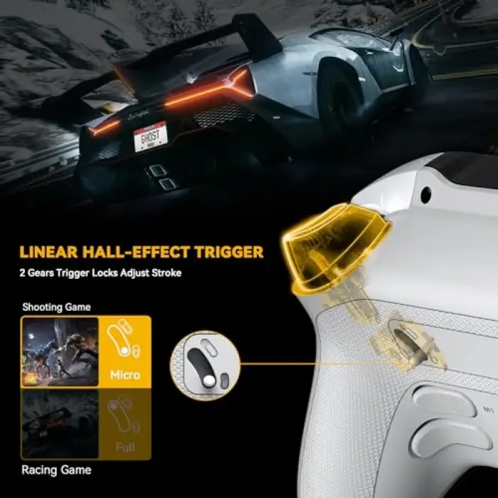 ManbaOne Interactive Screen Wireless Gaming Controller for PC/Switch/Switch 2/iOS/Android,Hall Effect Stick & Trigger,RGB Lighting,Remappable Buttons,1800mAh with Charging Dock (White) | PC/Switch1...