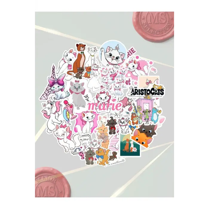 Marie Aristocats temalı sticker seti; laptop, notebook ve tablet için