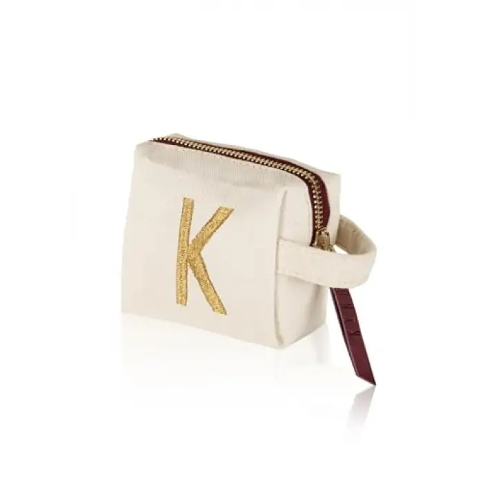 [marka] Harf Nakışlı Çanta K 14x12 cm