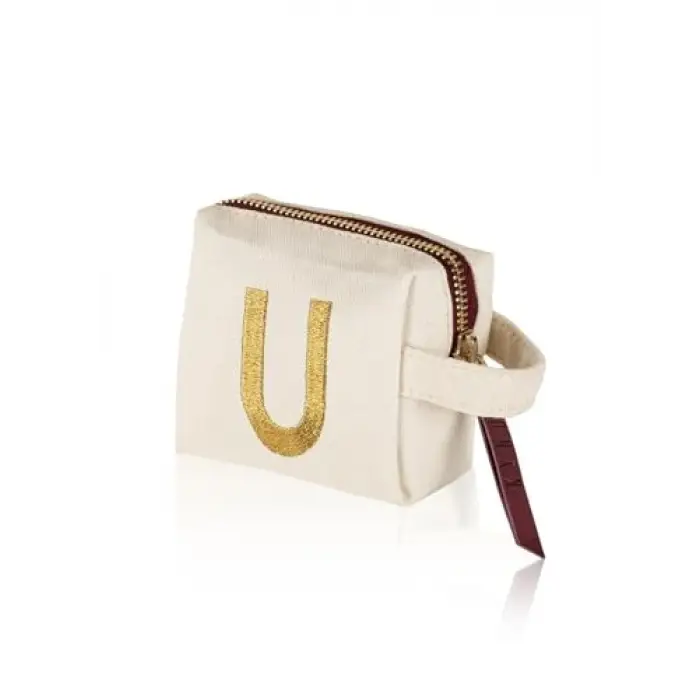 [marka] Harf Nakışlı Çanta U 14x12 cm