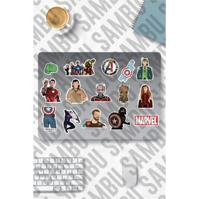 Marvel Temalı Sticker Etiket Seti 1 - Laptop Notebook Telefon