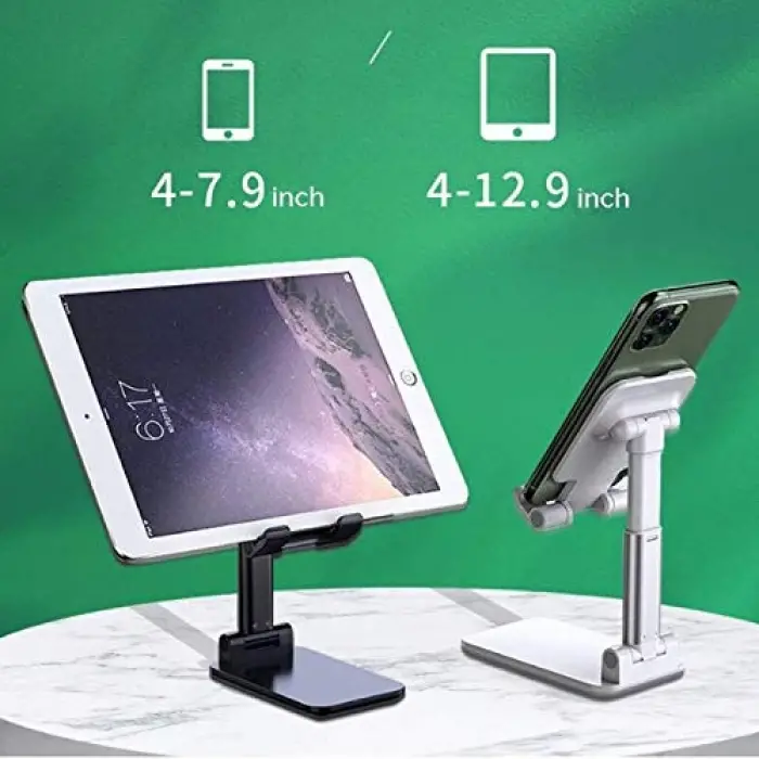 Masaüstü Telefon Tutucu Tablet Standı 2 Kademeli Katlanır Uzunluk Ayarlı