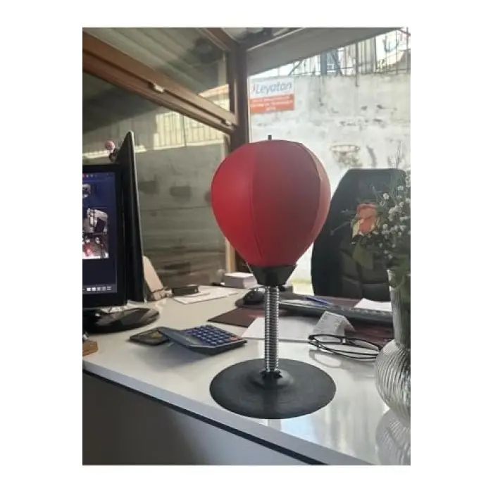 Masaüstü Vakumlu Boks Torbası Pompa Hediyeli Kırmızı Tek Ebat