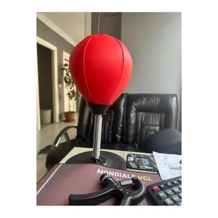 Masaüstü Vakumlu Boks Torbası Pompa Hediyeli Kırmızı Tek Ebat